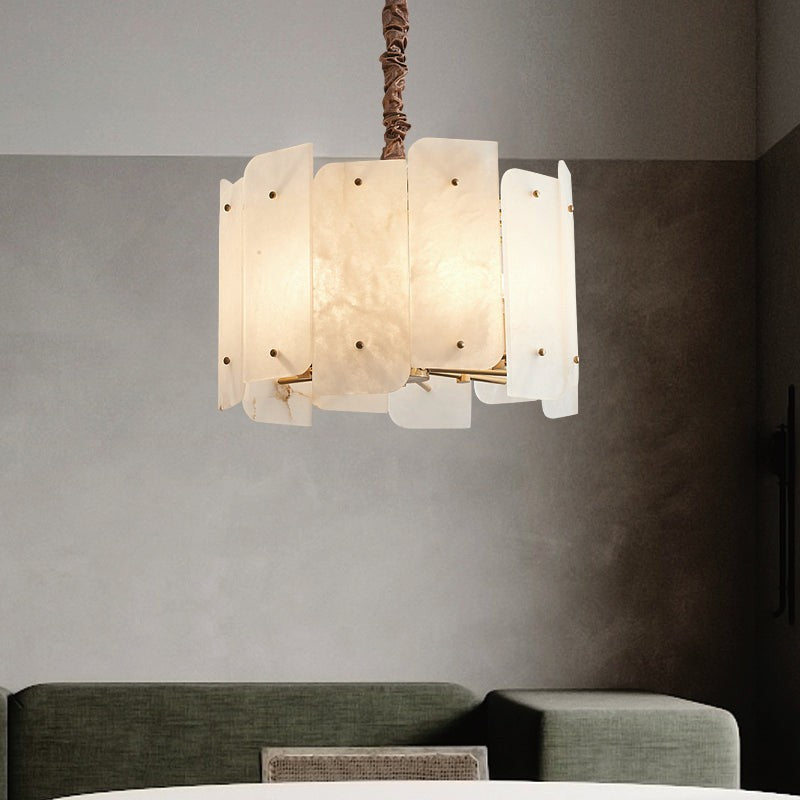 Round Alabaster Panel Globe Chandelier with Metal Frame