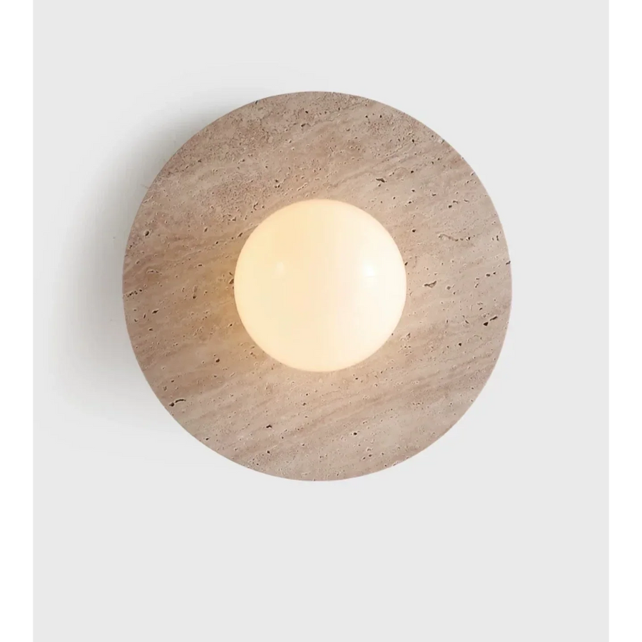 Round Backlit Marble Disk Wall Sconce