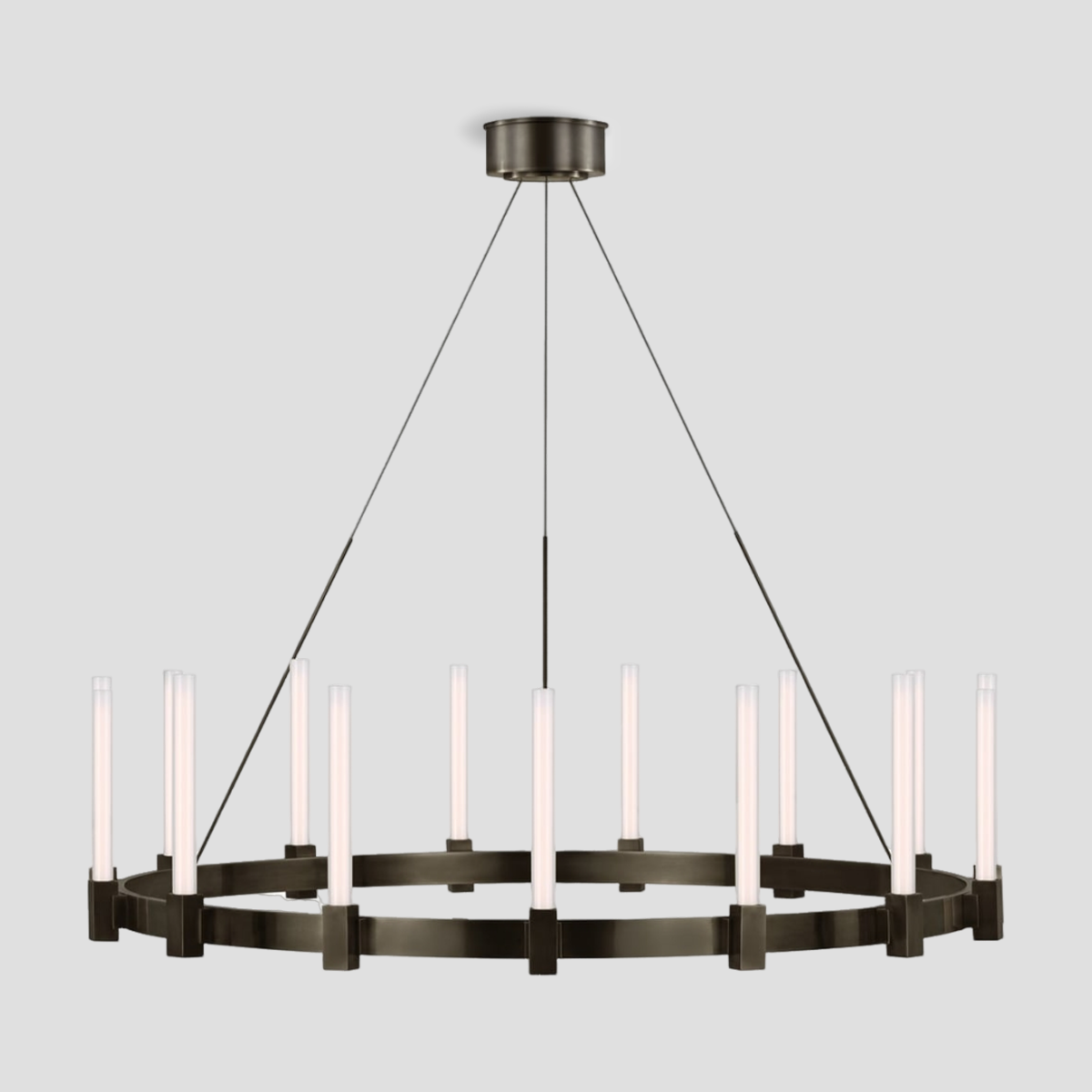Round Brass and Glass Ring Chandelier
