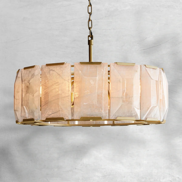 Round Calcite Slab Ring Chandelier