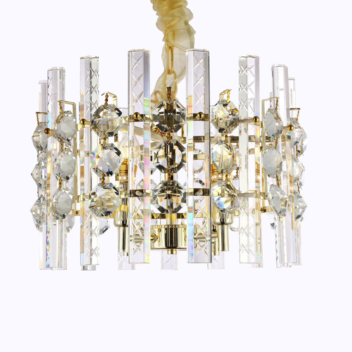 Round Clear Crystal and Pearl Black Chandelier