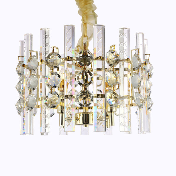 Round Clear Crystal and Pearl Black Chandelier