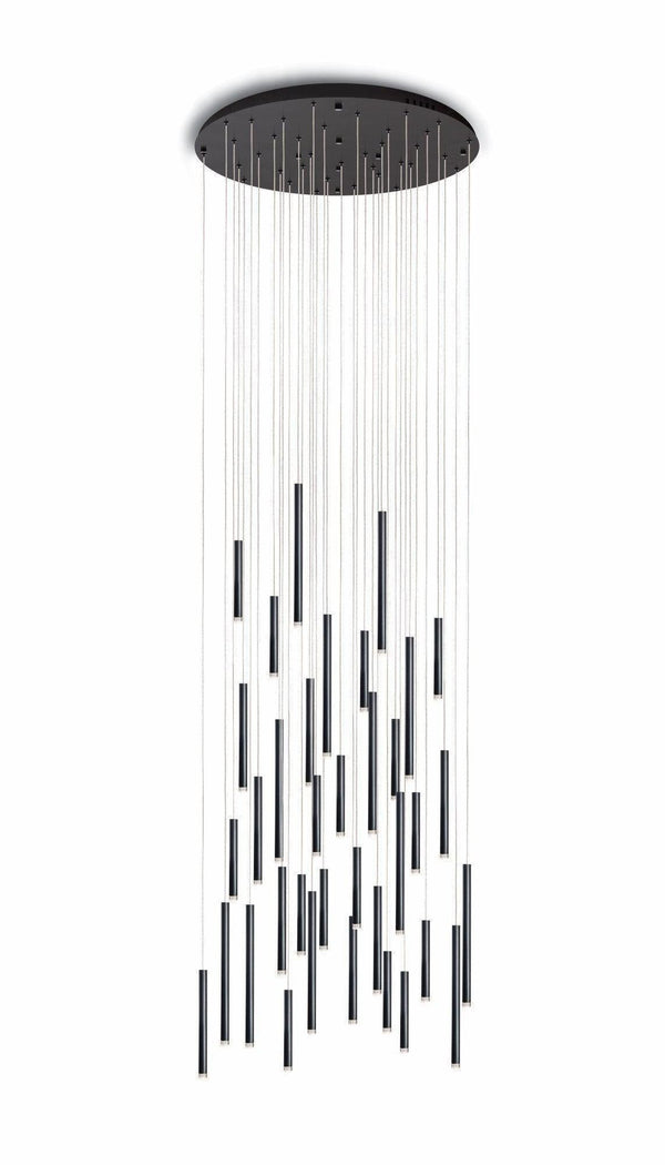 Round Cluster of Metal Tubes Pendant Chandelier