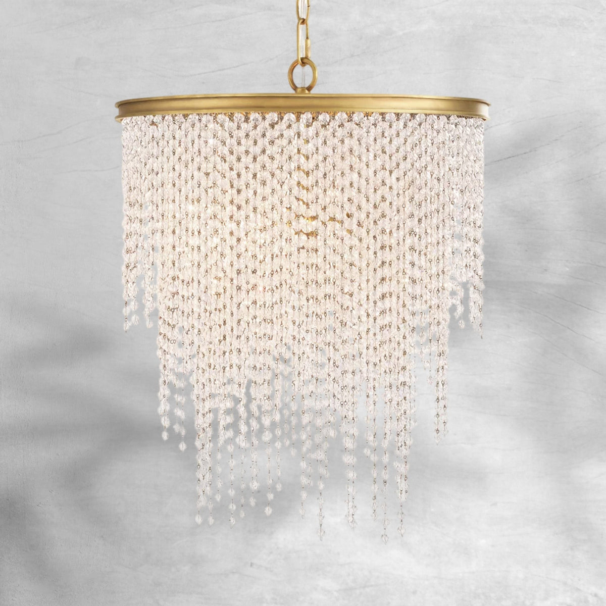 Round Crystal Bead Strand Pendant in Antiqued Brass or Silver