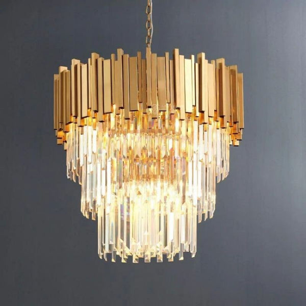 Round Crystal Cluster Globe Chandelier with Steel Frame
