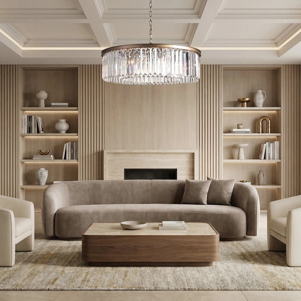Round Crystal Ring Chandelier with Oil-Rubbed Iron Frame
