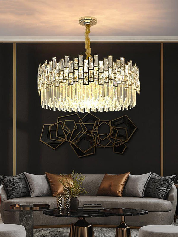 Round Crystal Ring Chandelier with Steel Frame