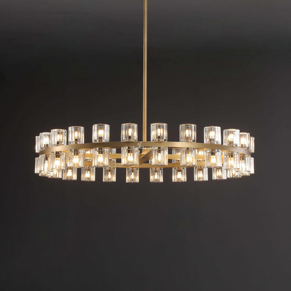 Round Faceted Crystal Fringe Ring Chandelier