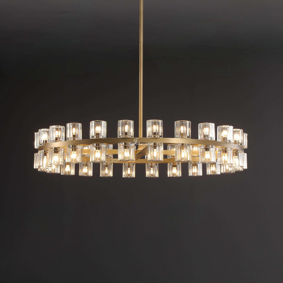 Round Faceted Crystal Fringe Ring Chandelier