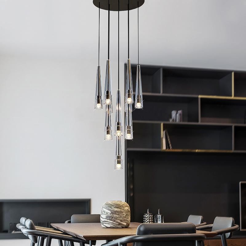 Round Glass Globe and Bronze Metal Chandelier