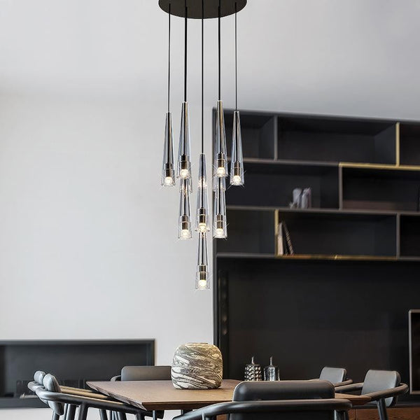 Round Glass Globe and Bronze Metal Chandelier