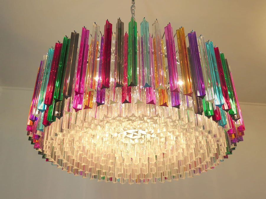 Round Multicolor Glass Prism Chandelier