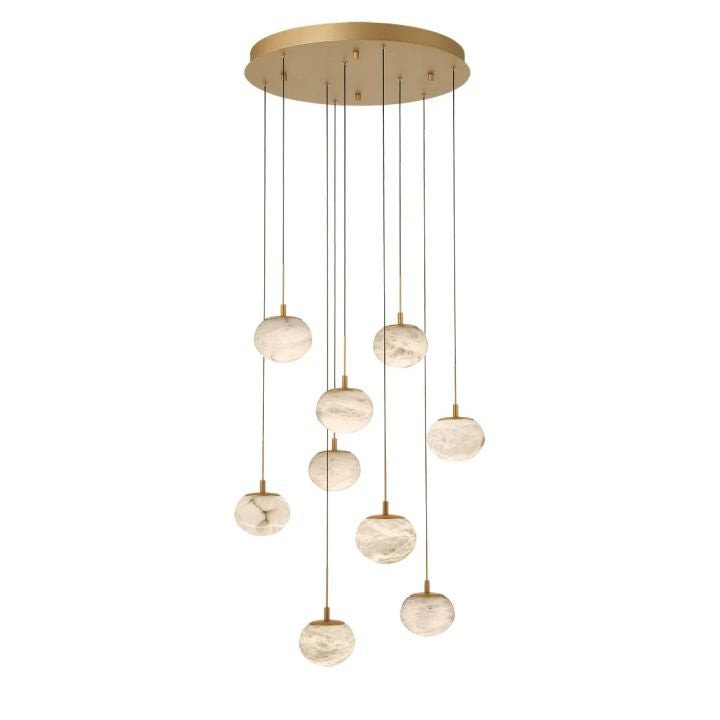 Round Ring Alabaster Ovoid Cluster Chandelier
