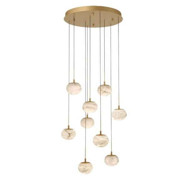 Round Ring Alabaster Ovoid Cluster Chandelier