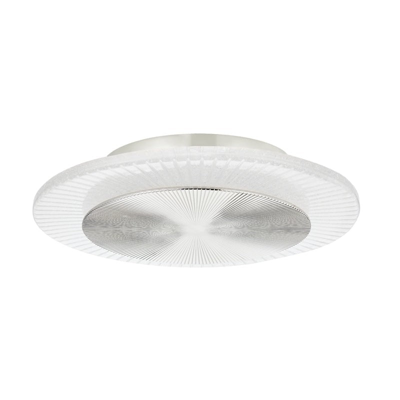 Round Steel and Ribbed Ice Glass Flush Mount