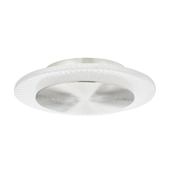 Round Steel and Ribbed Ice Glass Flush Mount