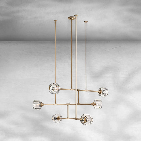 Round Steel Frame Chandelier with Hanging Crystal Drops