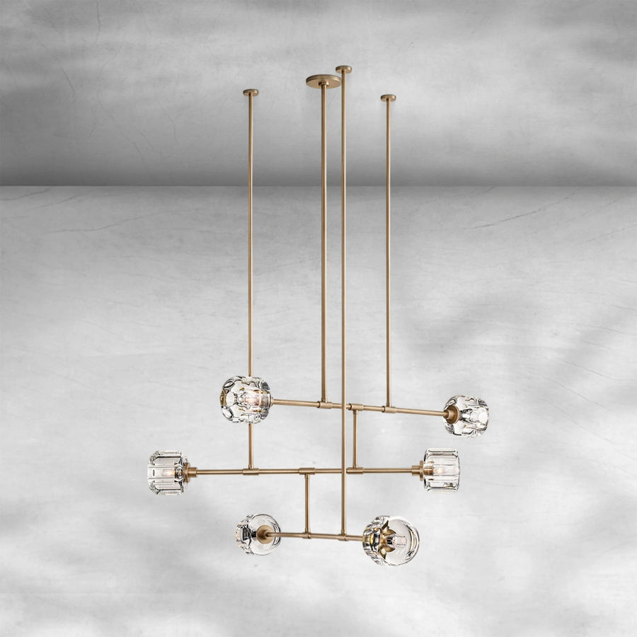 Round Steel Frame Chandelier with Hanging Crystal Drops