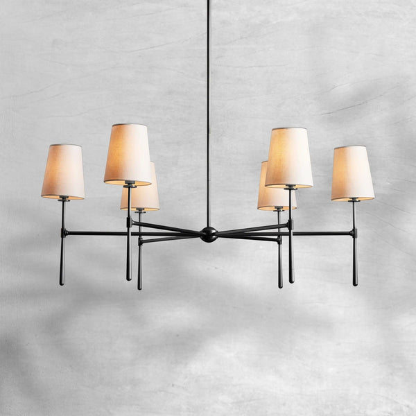 Round Steel Ring Chandelier with Linen Shades