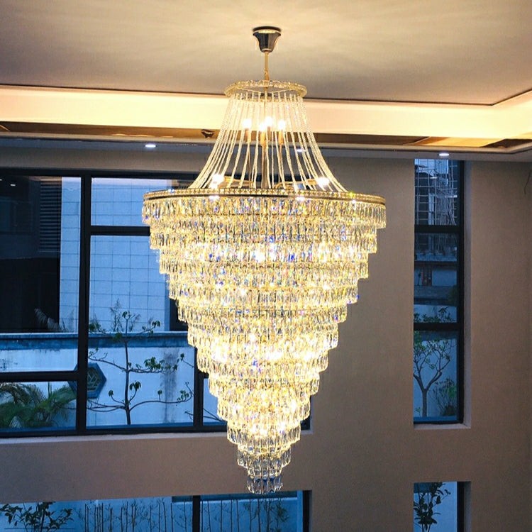 Round Tiered Crystal Cascade Chandelier