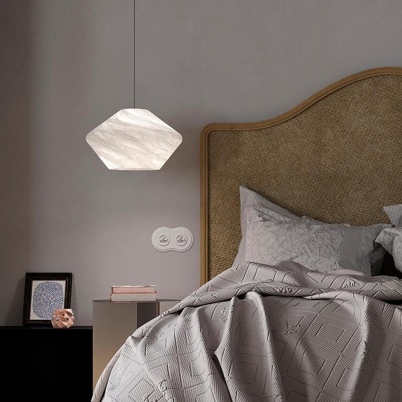 Rounded Alabaster Globe Pendant with Brass Canopy