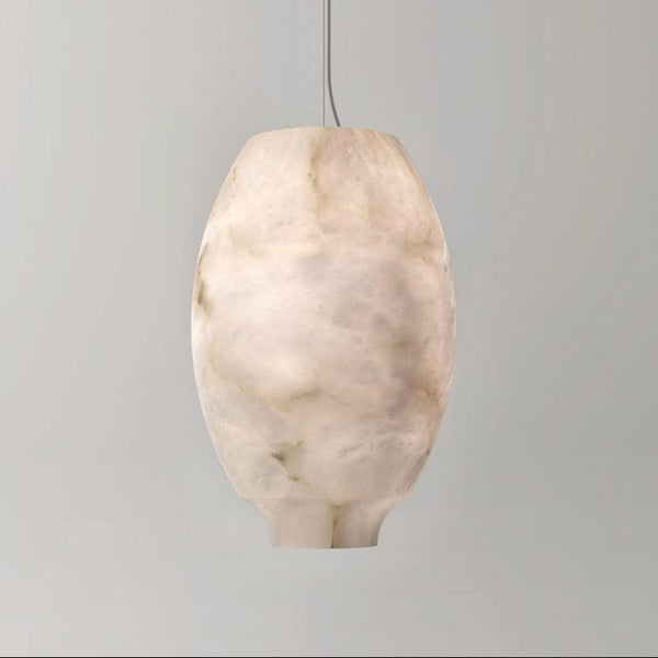 Rounded Alabaster Lantern Pendant with Brass Fitting