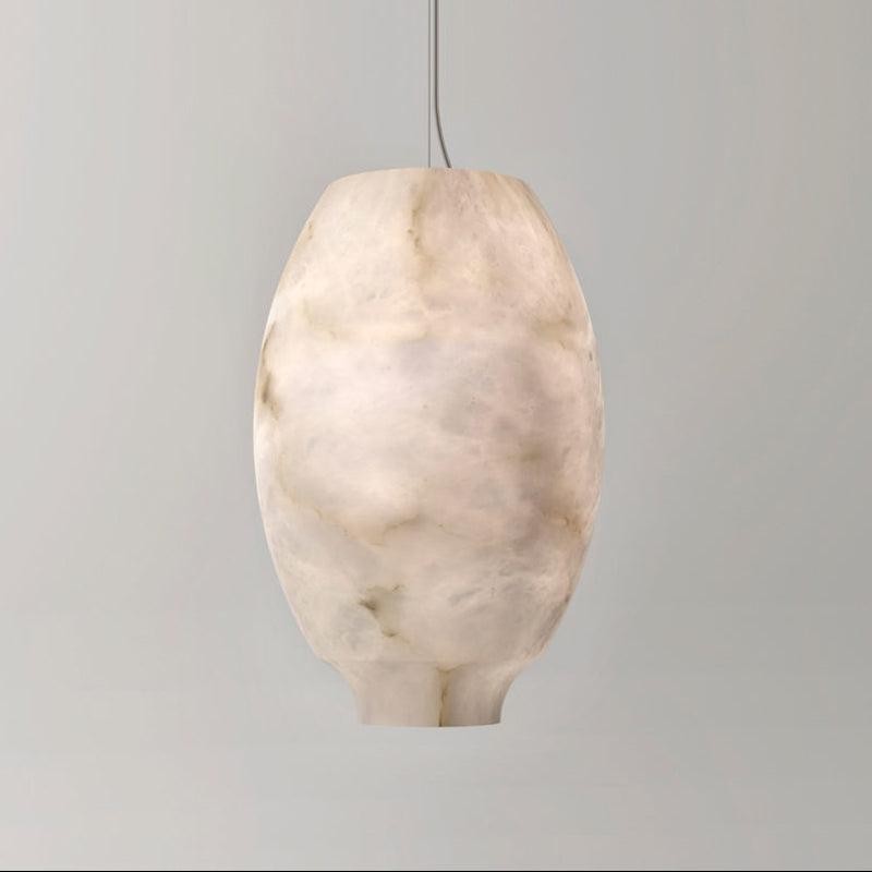 Rounded Alabaster Lantern Pendant with Brass Fitting