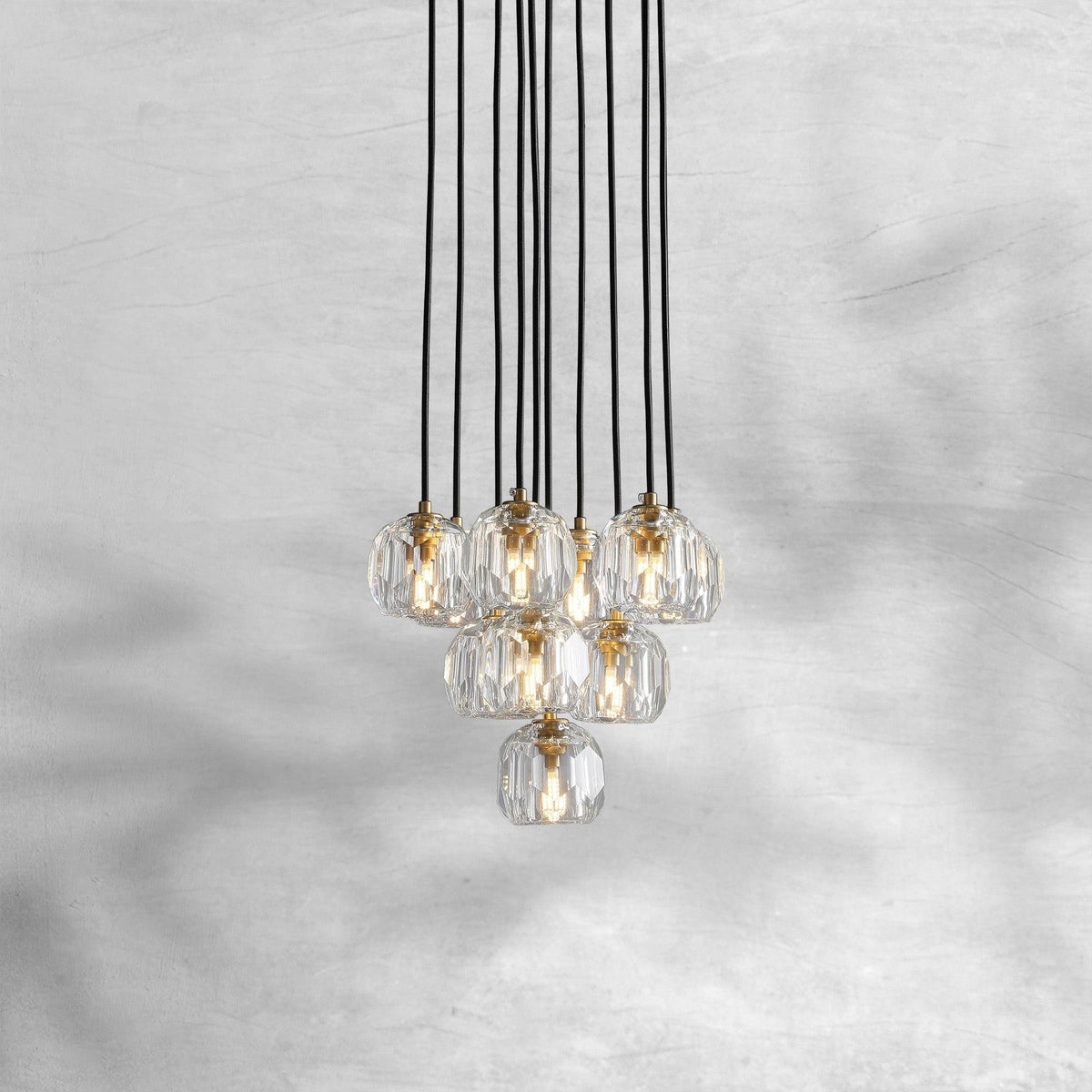 Rounded Brass Crystal Sphere Chandelier in Multiple Finishes