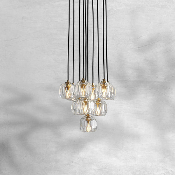 Rounded Brass Crystal Sphere Chandelier in Multiple Finishes