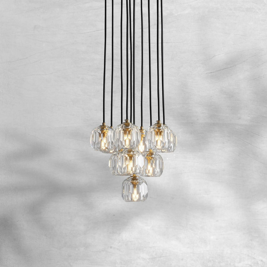 Rounded Brass Crystal Sphere Chandelier in Multiple Finishes