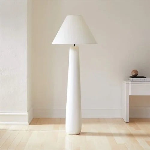 Rounded Mushroom Resin and Fabric Shade Floor Lamp