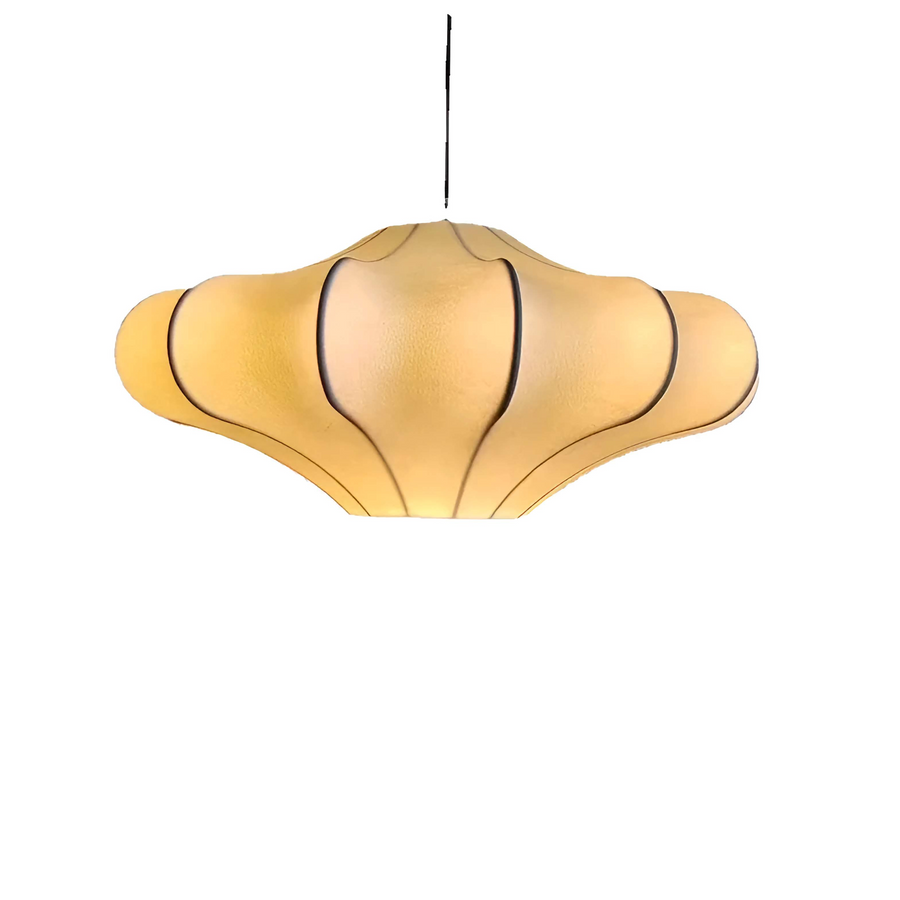 Rounded White Silk Drum Pendant