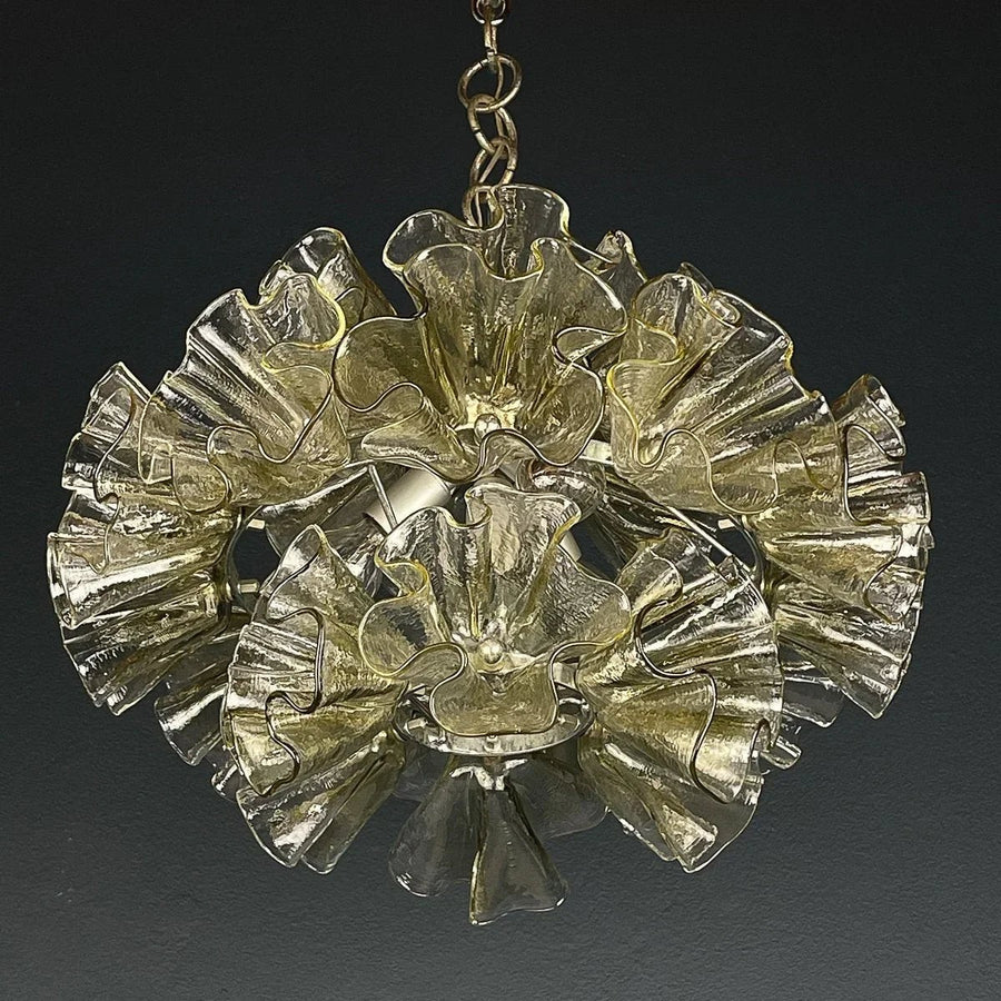 Ruffled Glass Flower Cluster Chandelier