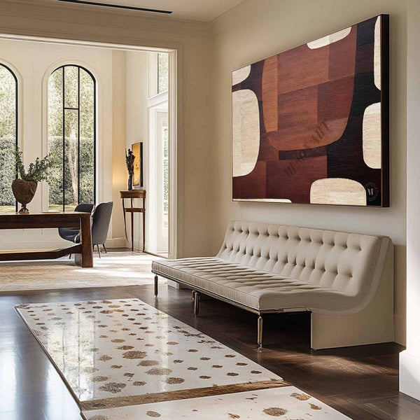 Rust and Cream Mid-Century Abstract