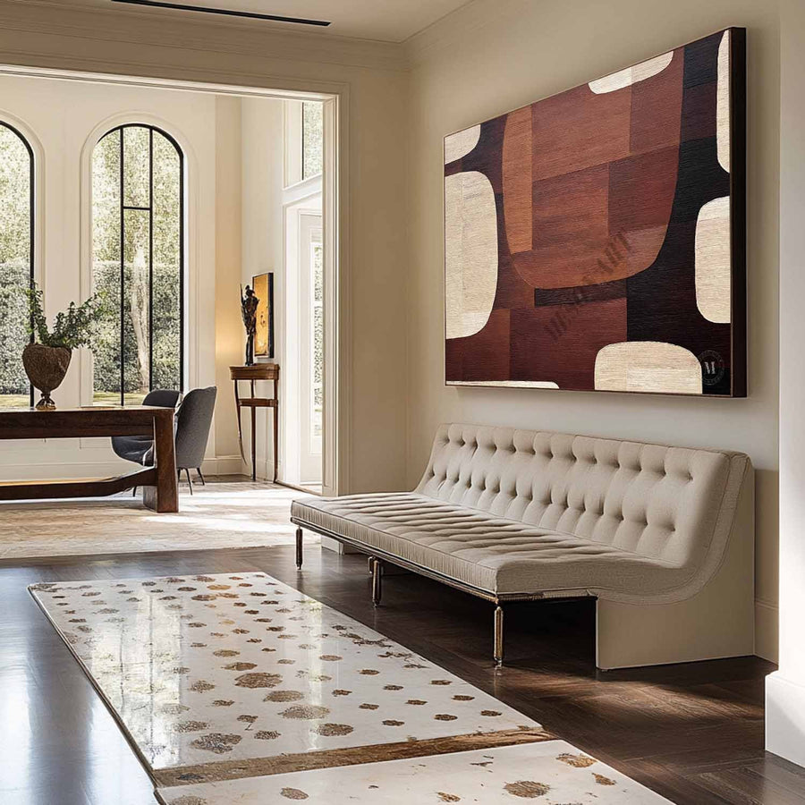 Rust and Cream Mid-Century Abstract