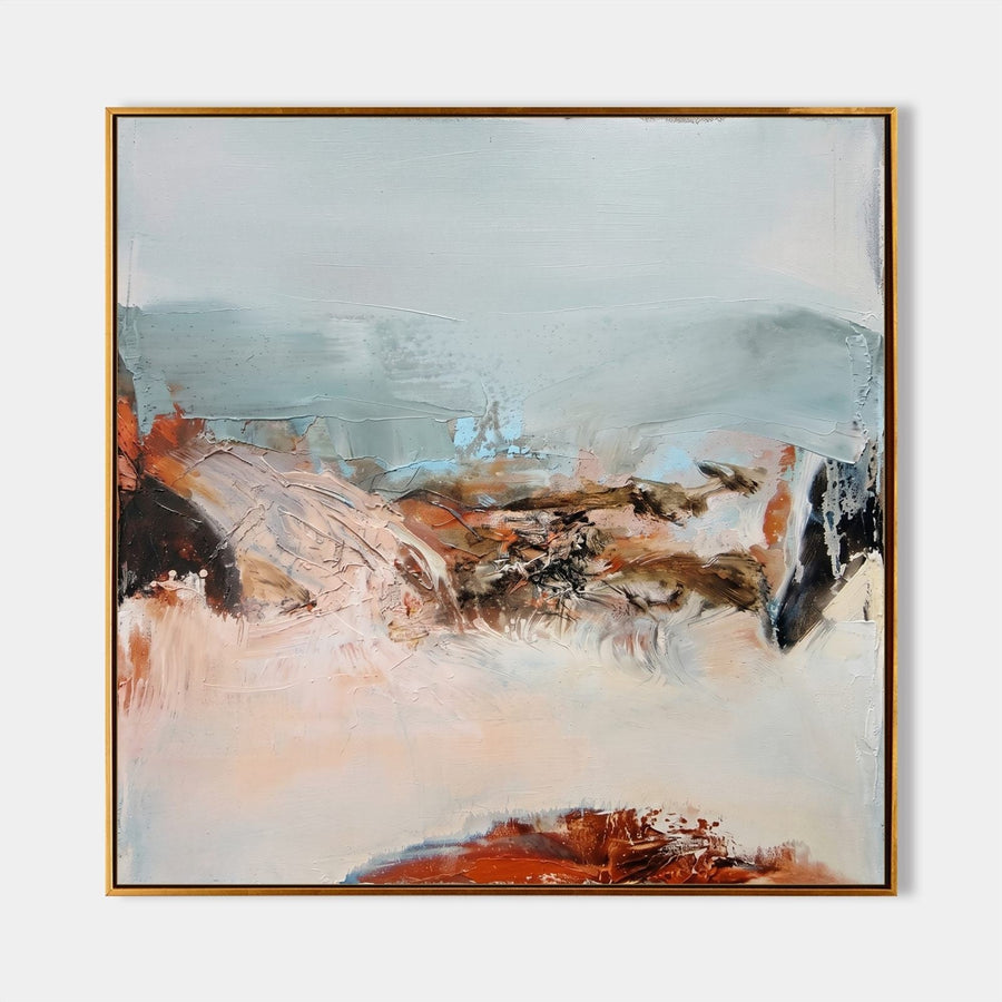 Rust and Mist Abstract Landscape