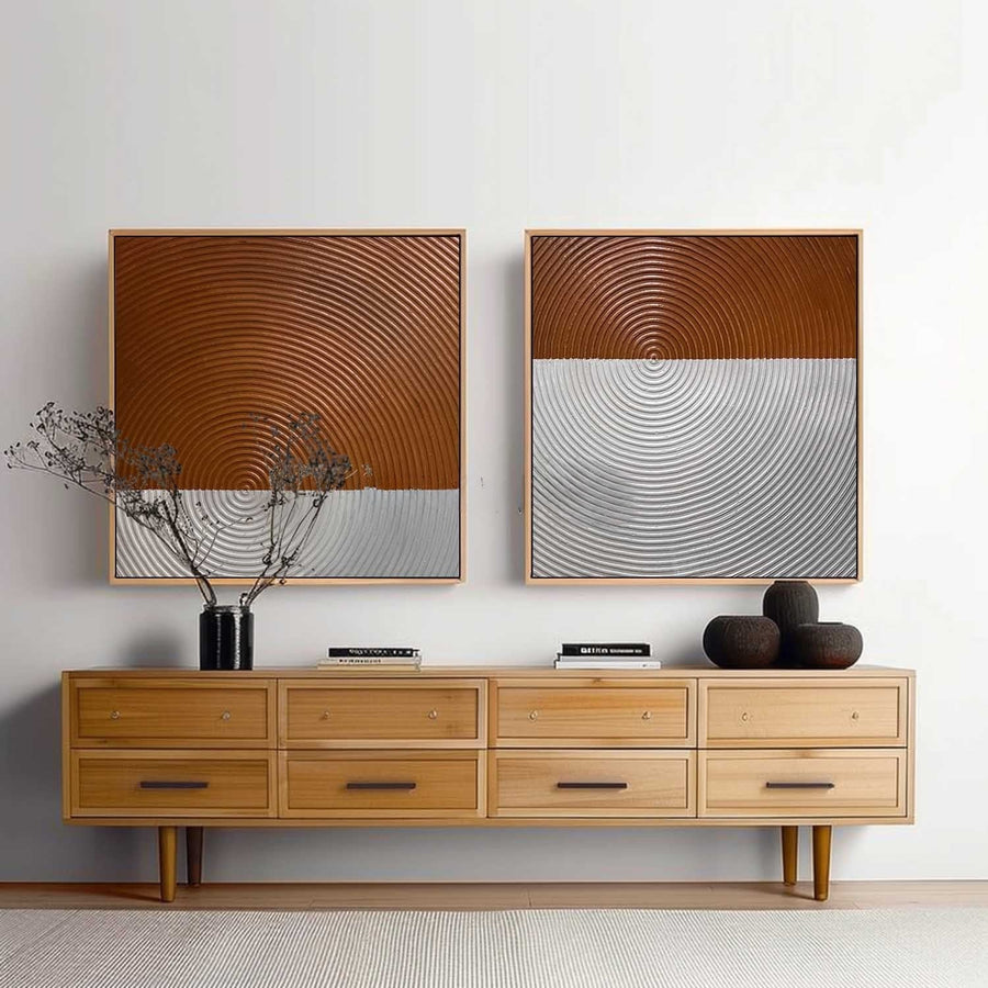 Rust and Silver Concentric Ripples