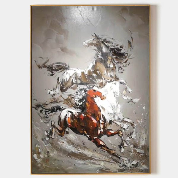 Rust and White Horses in Motion