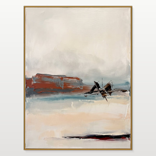 Rust Mesa Above a Misty Shore