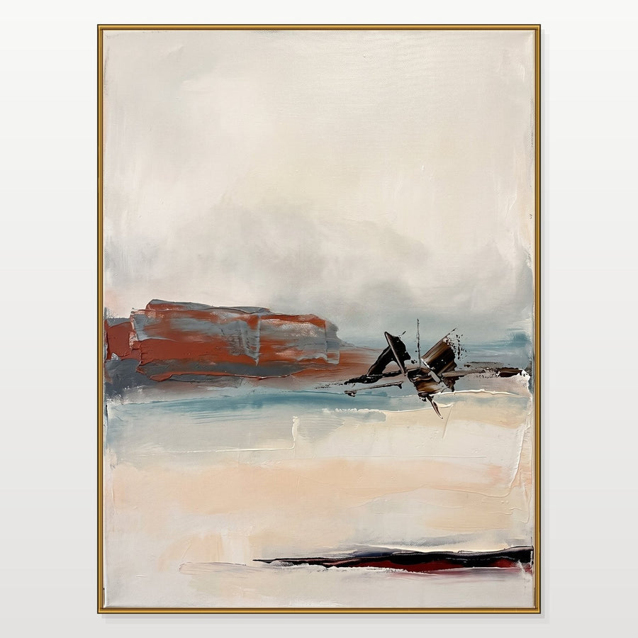 Rust Mesa Above a Misty Shore