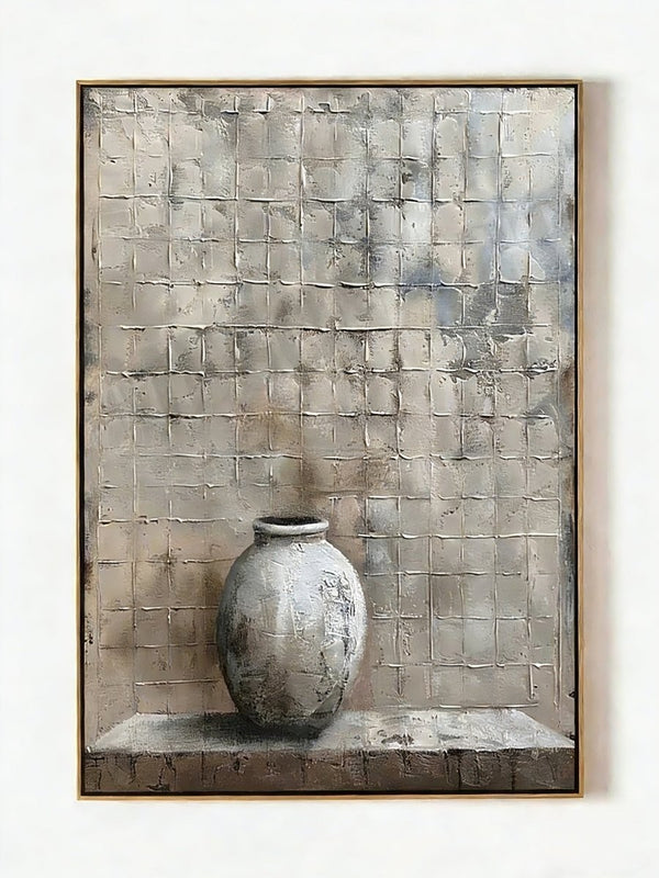 Rustic Wabi-Sabi Relief Textured Canvas Painting
