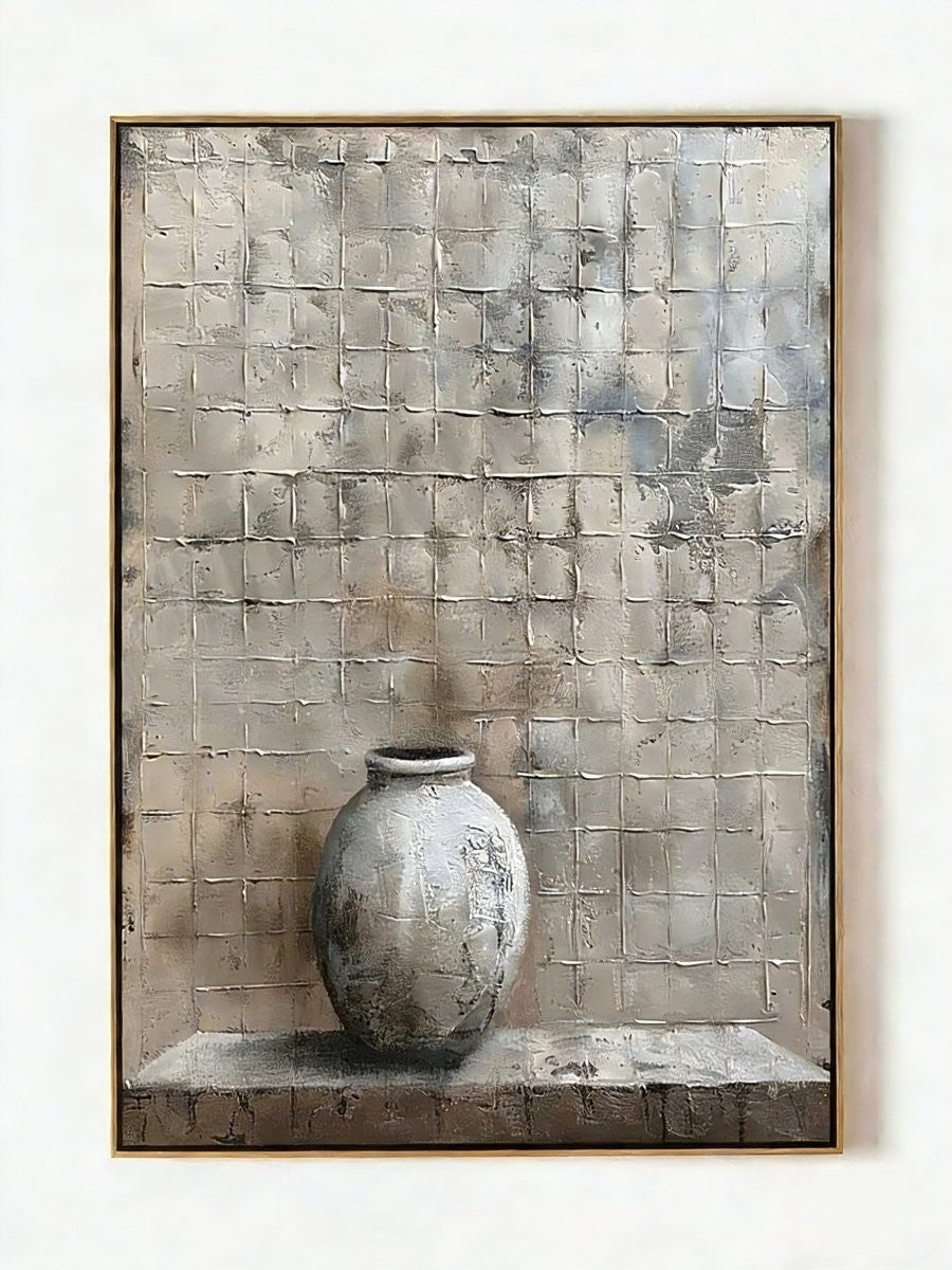 Rustic Wabi-Sabi Relief Textured Canvas Painting