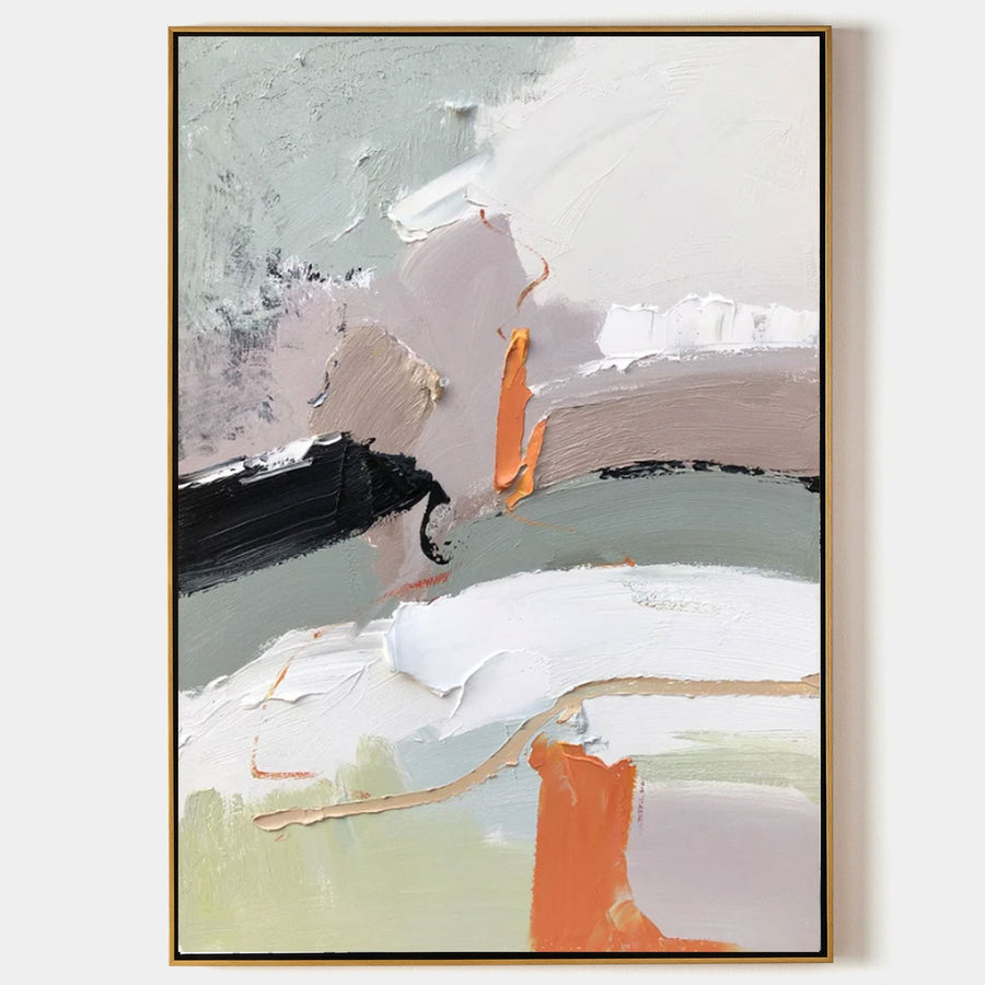 Sage and Coral Palette Knife Abstract