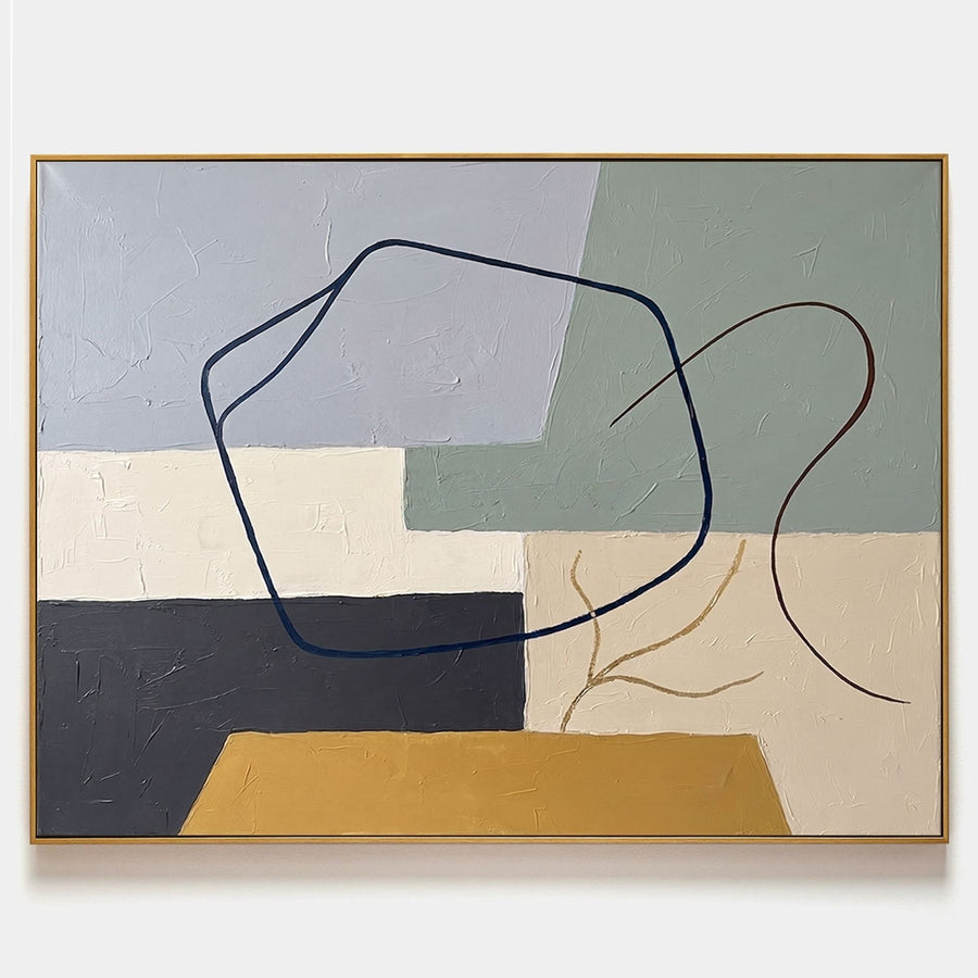 Sage and Ochre Abstract Linework