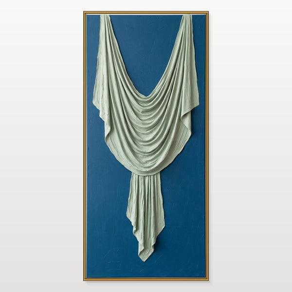 Sage Drapery on Deep Blue