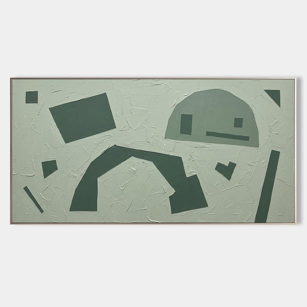 Sage Green Abstract Shapes in Relief