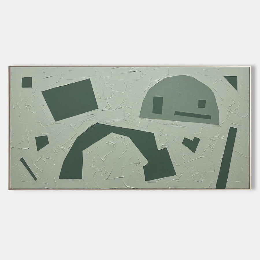 Sage Green Abstract Shapes in Relief
