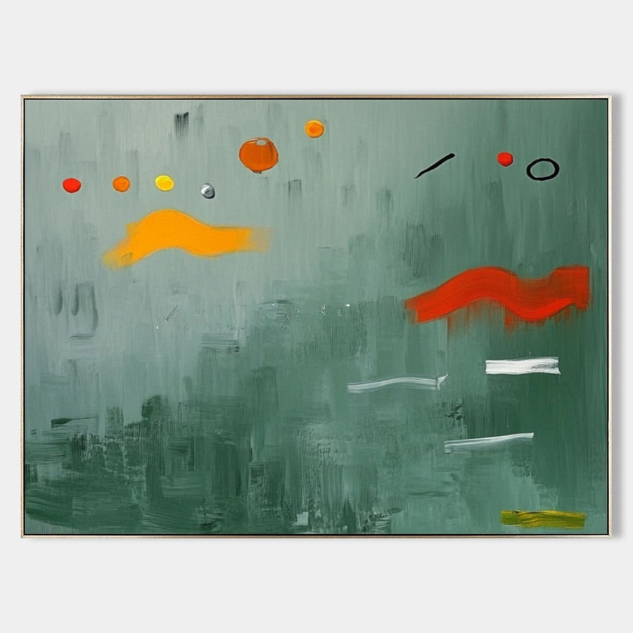 Sage Green Abstract with Floating Color
