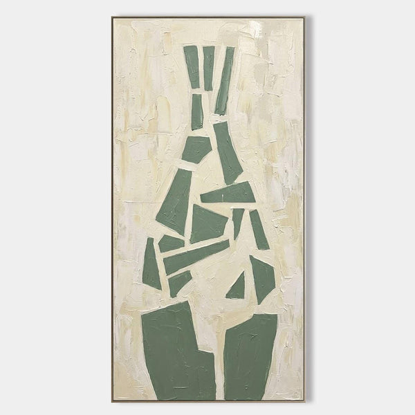 Sage Green Fragmented Vase Abstract