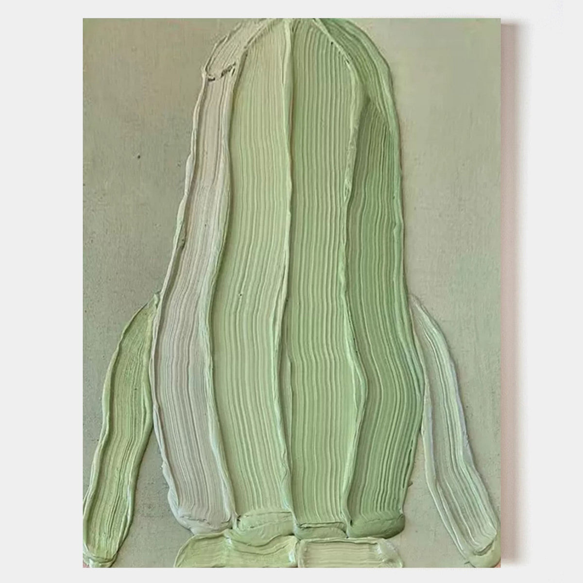 Sage Green Sculpted Cactus Relief